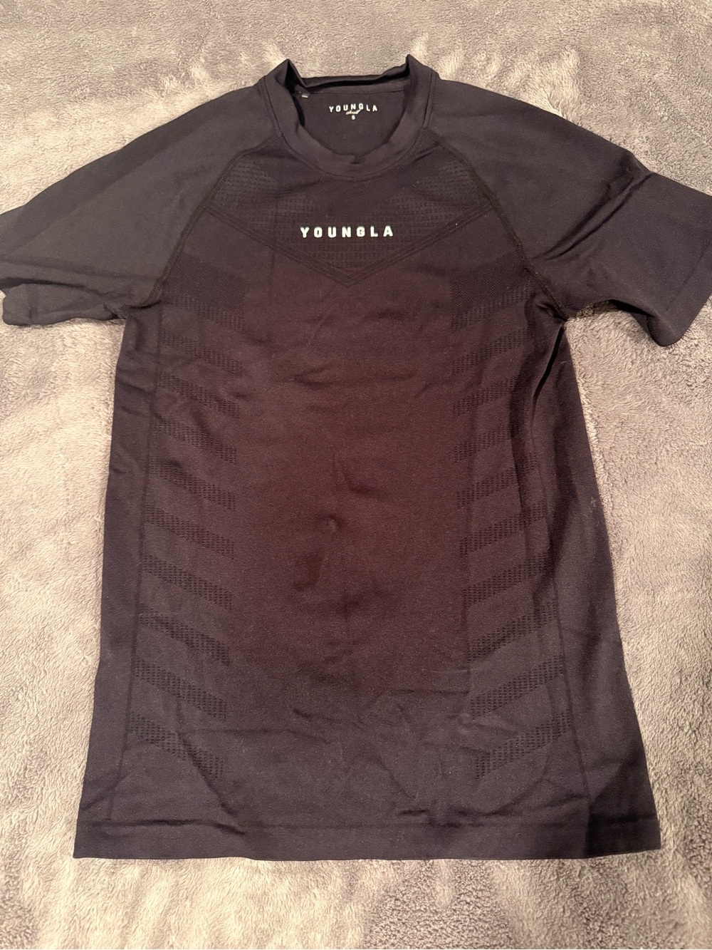 YoungLA Black Short Sleeve Men's Swim Rash Guard